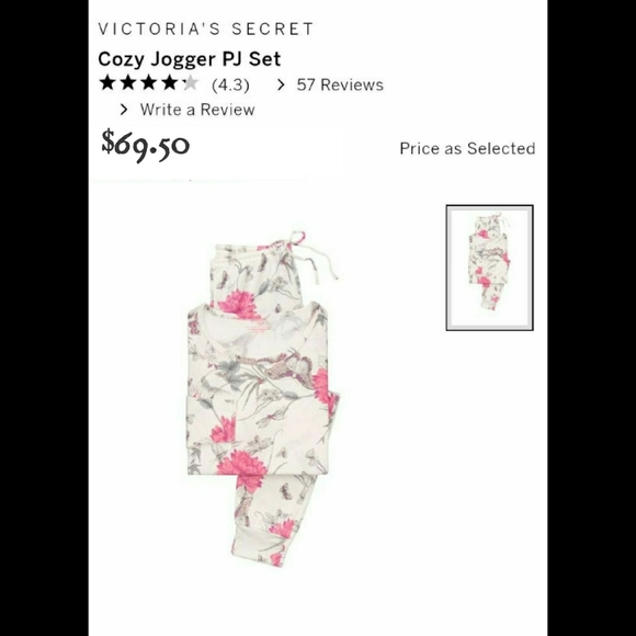 NEW VICTORIA'S SECRET WOMENS FLORAL COZY JOGGER PAJAMA SET - Picture 2 of 10